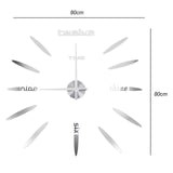 80 cm 3D DIY Digital Mirror Wall Clock Modern Design Large Size Wall Clocks DIY Wall Sticker Home Decor