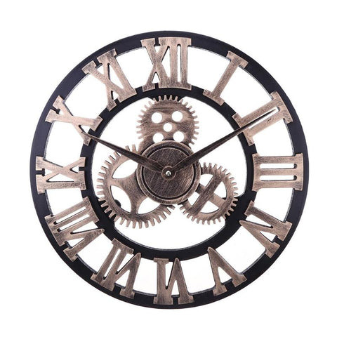 European Style Wall Clock Vintage Creative Round Wooden Wall Clock Home Office Cafe Hanging Home Decoration Clock