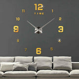 Large Sticker DIY Needle Quartz Wall Clocks for Home Living Room Minimalist Wall Clock Fashion 3D Mirror Clock Dropshipping