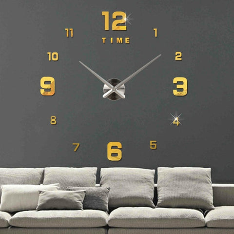 Large Sticker DIY Needle Quartz Wall Clocks for Home Living Room Minimalist Wall Clock Fashion 3D Mirror Clock Dropshipping