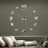 Large Sticker DIY Needle Quartz Wall Clocks for Home Living Room Minimalist Wall Clock Fashion 3D Mirror Clock Dropshipping
