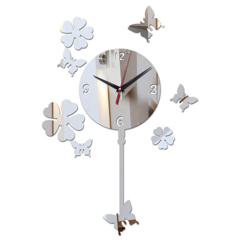 2019 new fashion diy acrylic mirror wall clocks sticker home decor living room modern style butterfly clock