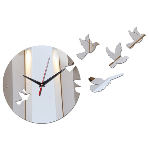 hot 2019 new 3d diy acrylic mirror sticker wall clocks clock horloge large living room decorative  needle free delivery